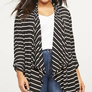 Lane Bryant Black and White Striped Cardigan SZ 18/20